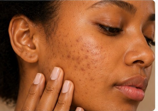 Close-up of skin with hyperpigmentation and dark spots