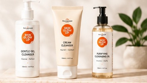 Skin Glow Up cleanser lineup