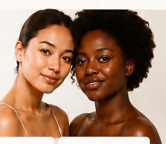 Two women with healthy, radiant skin