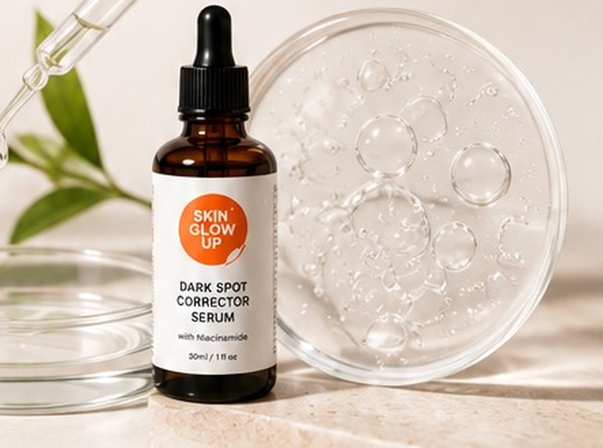 Niacinamide serum with petri dishes