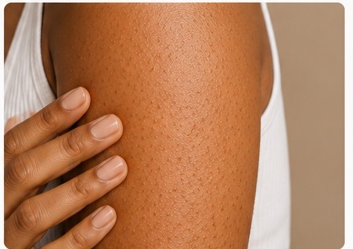 Close-up of rough, bumpy skin on the arm