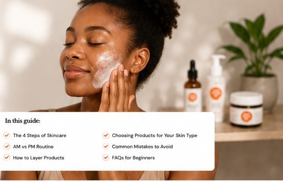 Woman cleansing her face as part of a skincare routine