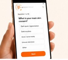 Skin assessment quiz on a phone