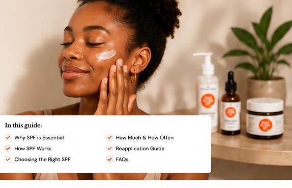 Woman applying sunscreen as part of her skincare routine