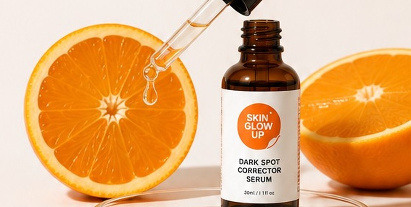 Vitamin C serum with fresh oranges